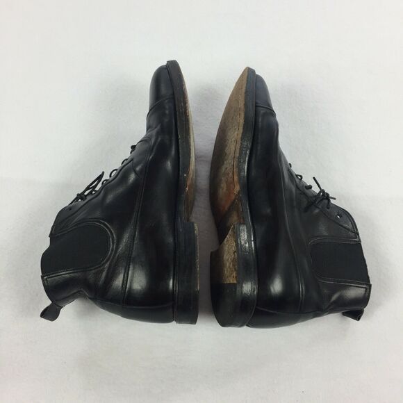 Mezlan Handmade Leather Lace Up Side Stretch Boots Size 8.5 Mens Solid Black Lux